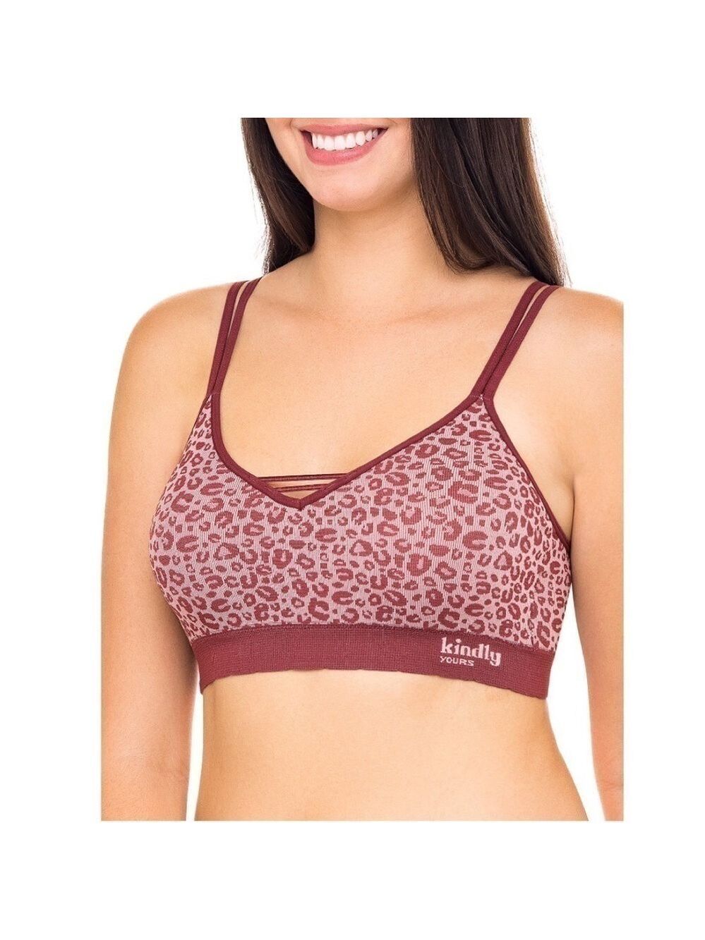 Kindly Yours caged v-neck seamless leopard print bralette plus size XXXL